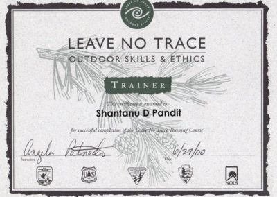 Shantanu Pandit, Outdoor Pandit, LNT trainer, Leave No Trace, Outdoor Skills & Ethics